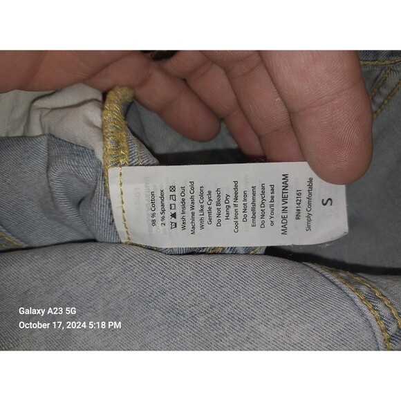 Lularoe Unicorn Jean Jacket Womens Size Small Denim Light Wash Applique Distress - Picture 7 of 8